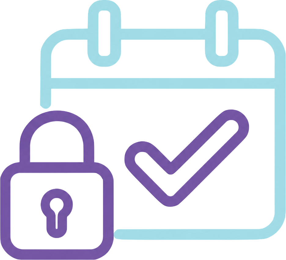 lock, check and calendar